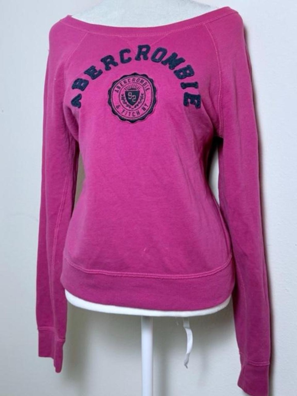 Abercrombie & Fitch Magenta Crewneck Sweatshirt with Navy Logo